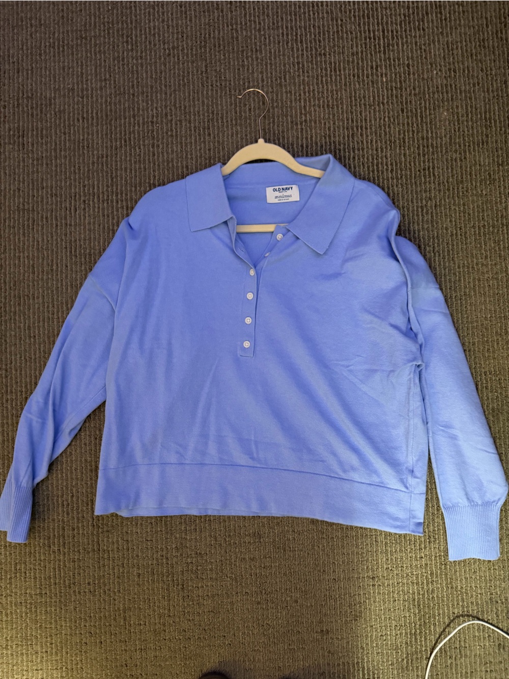 Old Navy Periwinkle Polo-Style Long Sleeve Top